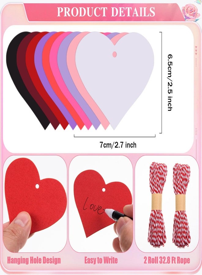 FOBSME 360 Pcs Valentine's Day Heart Tags Paper Heart Shape Cutouts Assorted Color Paper Hearts Valentine Heart Confetti Labels with 65.62 Rope for Valentine's Day Birthday Wedding Party Decorations,9 Colors - Image 3